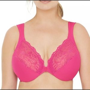NWT GLAMORISE FRONT CLOSURE SNAP LACE BRA. 34c